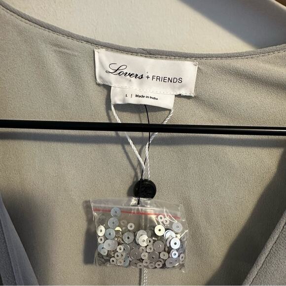 NWT REVOLVE Lovers + Friends Gray Sparkle Polka Dot Mini Dress Large - Picture 13 of 13